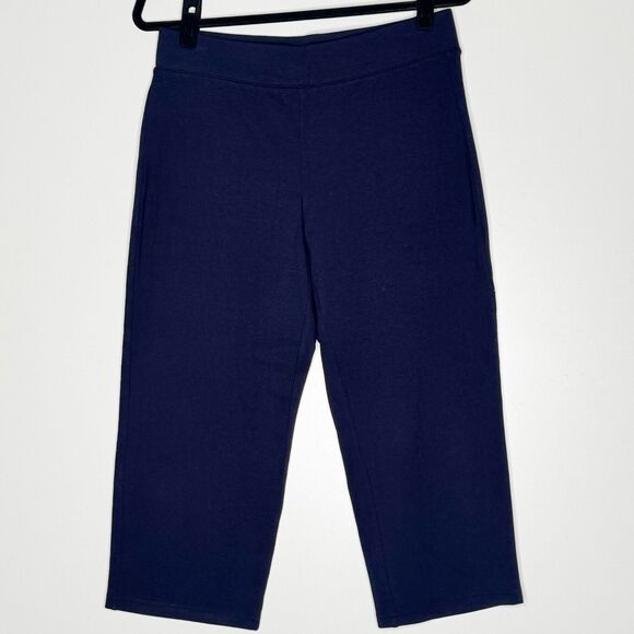 T by Talbots Pima Cotton Pull On Capri Pant Navy Blue Women's Size Small - Picture 1 of 6